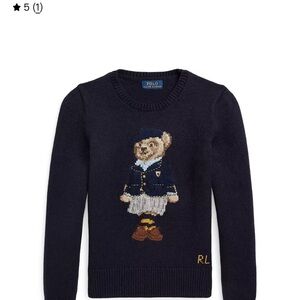 Ralph Lauren Navy Knit Sweater Polo Bear Girls Size 6 Like New
